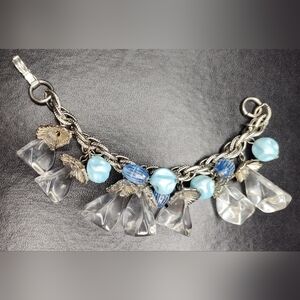 Vintage‎ 1970s-80s Dangle Bracelet Massive Chunky Stones 7" Statement Piece